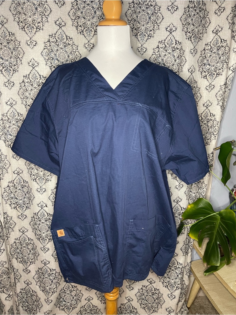 Carhartt Navy Blue V-Neck Scrub Top